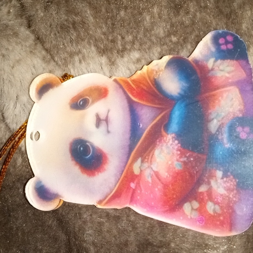 ACRYLIC BABY PANDA 3 IN HANGING PURSE / CAR MIRROR